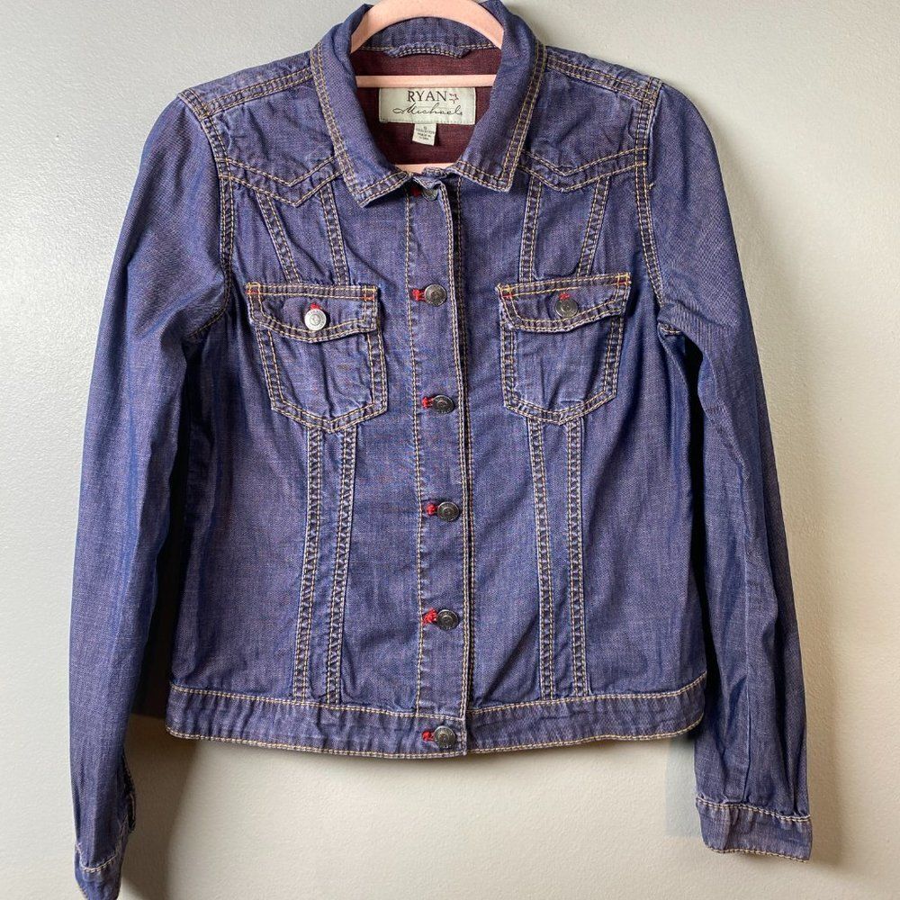 Ryan Michael Women's SLIM WEATHERED PIGMENT DYEING Denim Jean Jacket‎ L1582DK